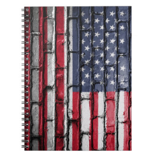 Amerikanska patriotiska Flagga på muren Anteckningsbok