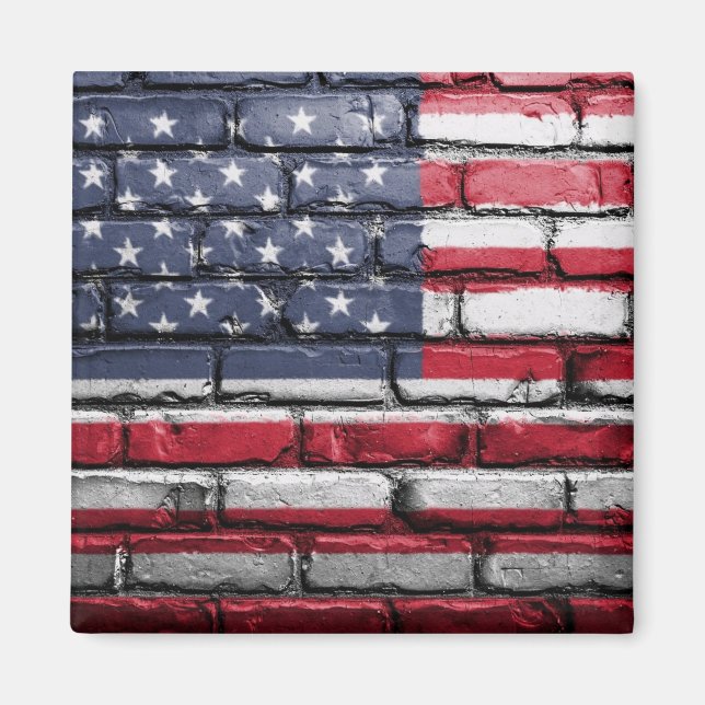 Amerikanska patriotiska Flagga på muren Magnet (Framsidan)