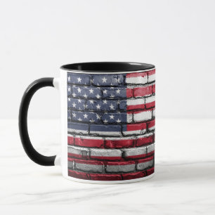 Amerikanska patriotiska Flagga på muren Mugg