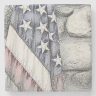 Amerikanska patriotiska Flagga på muren Stenunderlägg
