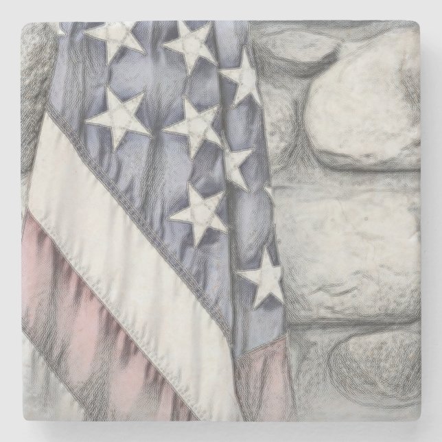 Amerikanska patriotiska Flagga på muren Stenunderlägg (Framsidan)
