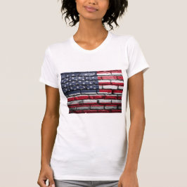 Amerikanska patriotiska Flagga på muren T Shirt