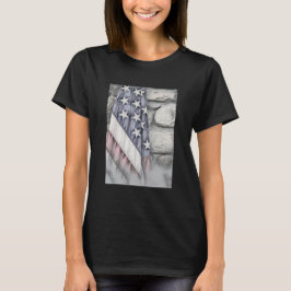 Amerikanska patriotiska Flagga på muren T Shirt