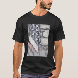 Amerikanska patriotiska Flagga på muren T Shirt