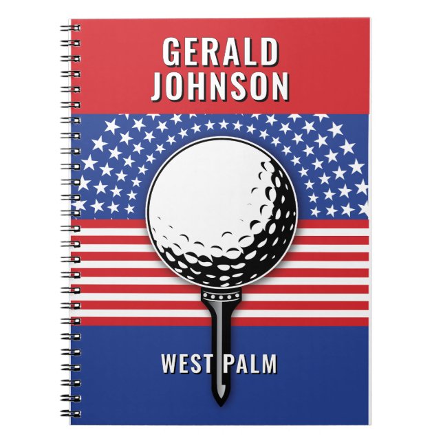Amerikanska patriotiska Golfkonstruktionen Anteckningsbok (Framsidan)