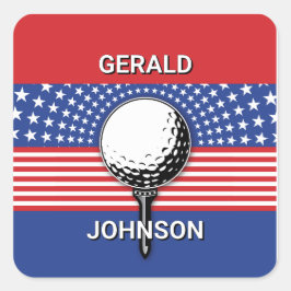 Amerikanska patriotiska Golfkonstruktionen Fyrkantigt Klistermärke