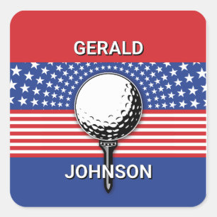 Amerikanska patriotiska Golfkonstruktionen Fyrkantigt Klistermärke
