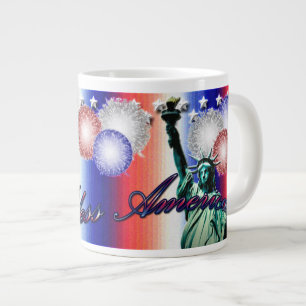 Amerikanska patriotiska stjärnor och Rand Jumbo M Mugg