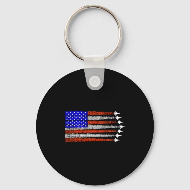 Amerikanska patriotiska stridsflygplan usa flagga  nyckelring (Framsida)
