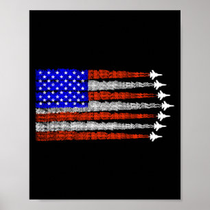 Amerikanska patriotiska stridsflygplan usa flagga poster