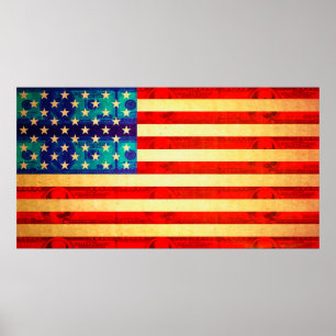 Amerikanska pengar, flagga poster