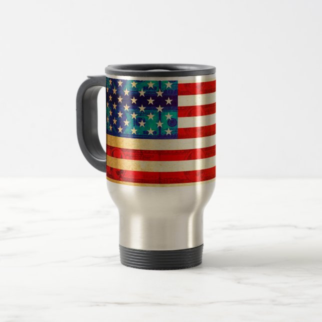 Amerikanska pengar, flagga resemugg (Framsida vänster)