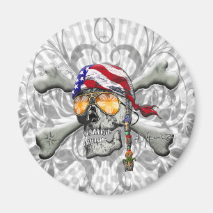 Amerikanska Pirat Skull och Kor Bones Magnet