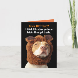 Amerikanska pitbull Bus eller godis Halloween Humo Kort
