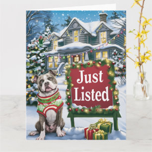 Amerikanska pitbull-julen i Festive Humor Realtor Kort