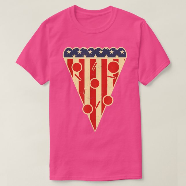 Amerikanska Pizza-konstruktionen 4 juli  T Shirt (Design framsida)