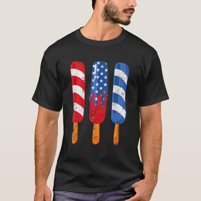 Amerikanska populationen Rött vitt blått 4 juli US T Shirt (Framsida)