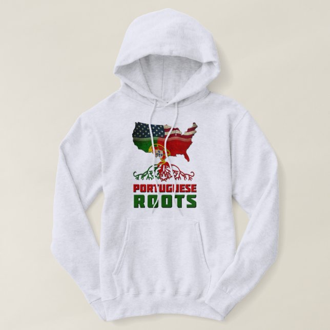 Amerikanska portugisisk rötter sweatshirt med luva (Design framsida)