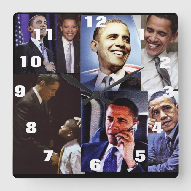 AMERIKANSKA PRESIDENT BARACK OBAMA FYRKANTIG KLOCKA (Framsida)