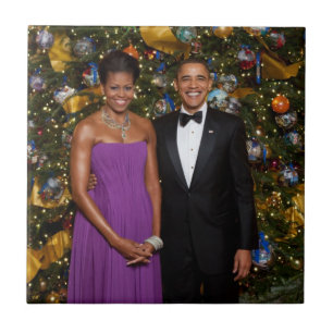 Amerikanska presidenten Barack Obama på julkort Kakelplatta
