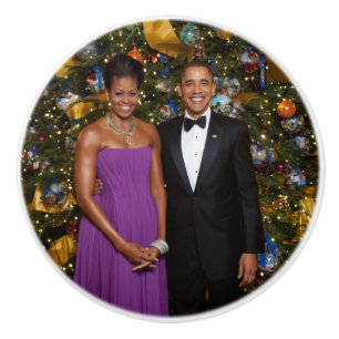 Amerikanska presidenten Barack Obama på julkort Knopp