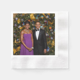 Amerikanska presidenten Barack Obama på julkort Pappersservett