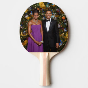 Amerikanska presidenten Barack Obama på julkort Pingisracket