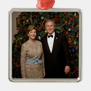 Amerikanska presidenten George Bushs julkort Julgransprydnad Metall