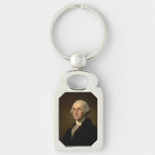 Amerikanska presidenten George Washington, Stuart Rektangulärt Silverfärgad Nyckelring