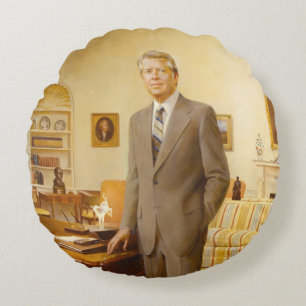 Amerikanska presidenten James Earl Carter Oval Off Rund Kudde