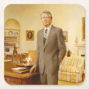 Amerikanska presidenten James Earl Carter Oval Off Underlägg Papper Kvadrat