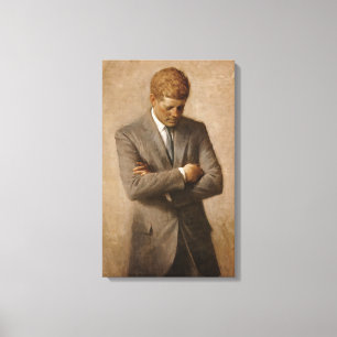 Amerikanska presidenten John Kennedys målade portr Canvastryck