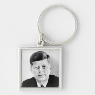 Amerikanska presidenten John Kennedys presidentfot Fyrkantig Silverfärgad Nyckelring