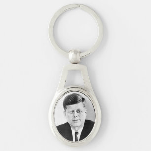 Amerikanska presidenten John Kennedys presidentfot Ovalt Silverfärgad Nyckelring