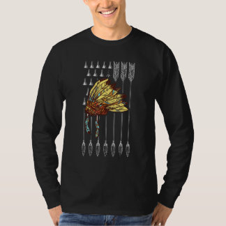 Amerikanska Pridet Headdress Indian US Flagga Nati T Shirt