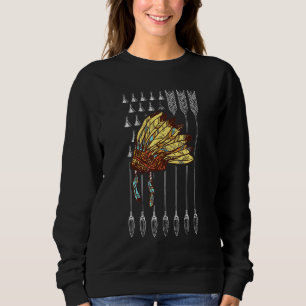 Amerikanska Pridet Headdress Indian US Flagga Nati T Shirt