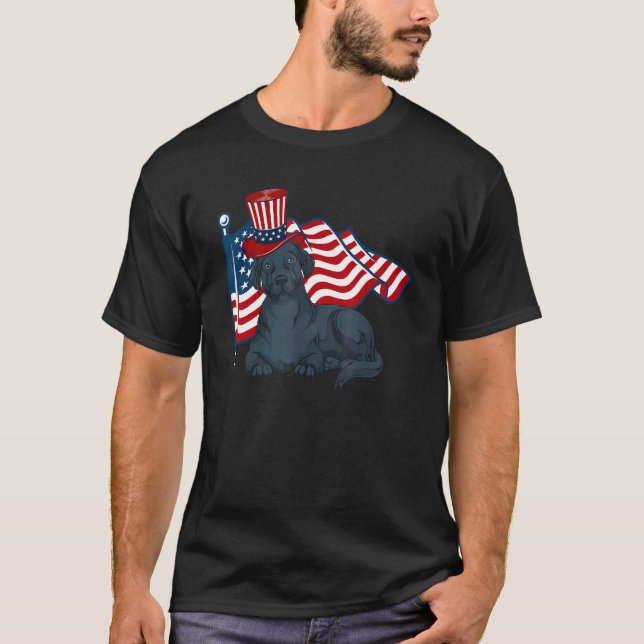 Amerikanska Pridet Hundägare Labrador Us Flagga Bl T Shirt (Framsida)