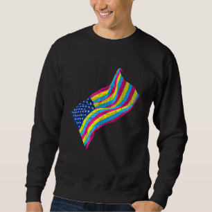 Amerikanska Pridet Lgbt Usa Pansexuality Flagga Eq Lång Ärmad Tröja