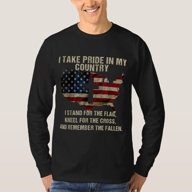 Amerikanska Pridet Patriotic American Flagga T Shirt (Framsida)