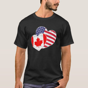 Amerikanska Pridet Us Flagga Heart Proud Canadian T Shirt