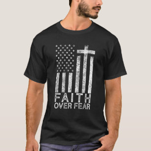 Amerikanska Pridets Flagga Faith Over Fear Christi T Shirt