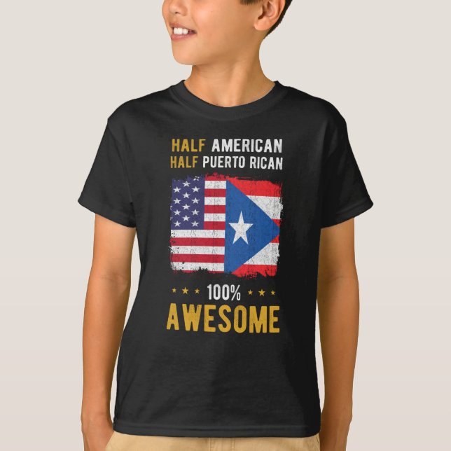 Amerikanska Puerto Rican-Flagga T Shirt (Framsida)