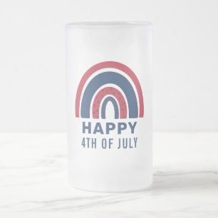 Amerikanska regnbåge USA Independence day 4 juli Frostat Ölglas