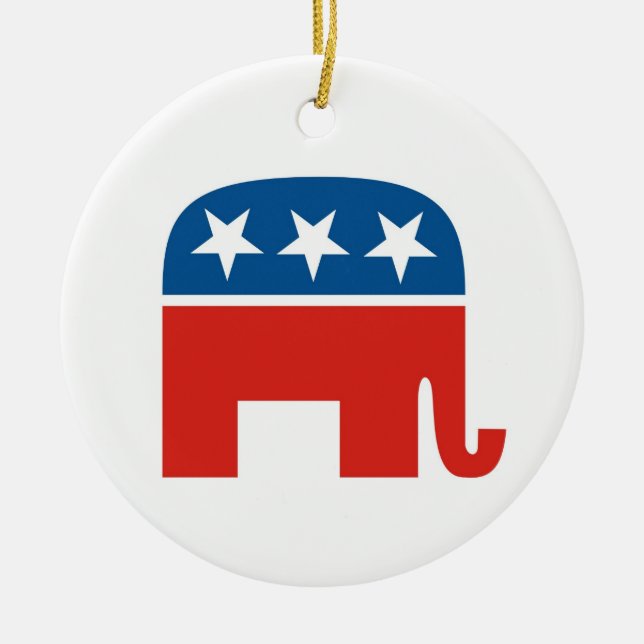 Amerikanska republikanska party-elefanten julgransprydnad keramik (Framsidan)