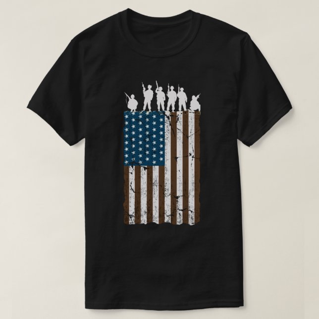 Amerikanska Retroflaggan Soldater T Shirt (Design framsida)