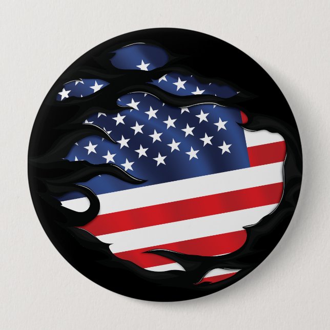 Amerikanska rippade Flagga Knapp (Framsida)