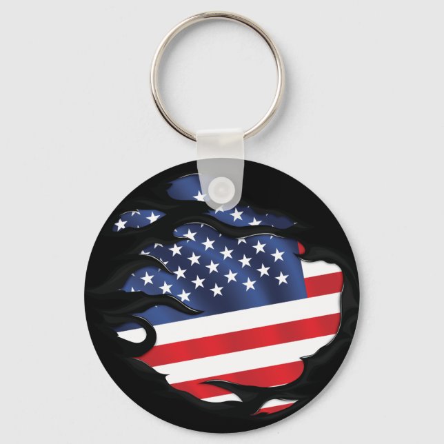 Amerikanska rippade Flagga Nyckelring (Framsida)