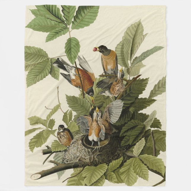 Amerikanska Robin från Audubon's Birds of America Fleecefilt (Framsidan)