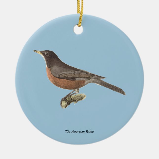 Amerikanska Robin (Turdus migratorius) NY Birds Julgransprydnad Keramik (Framsidan)