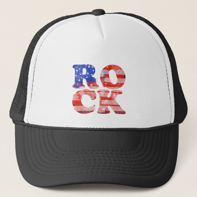 Amerikanska rock musik ord flagga keps (Framsida)